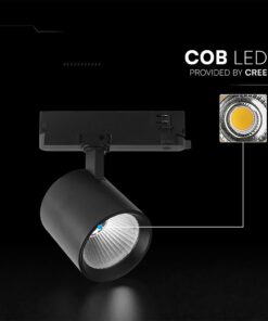 30W LED COB Σποτ Ράγας 4 Καλωδίων V-TAC Cree Chip 2845lm 6400K Μαύρο 6yrs Wty V-TAC 241606VT