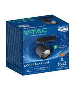 30W LED COB Σποτ Ράγας 4 Καλωδίων V-TAC Cree Chip 2845lm 4000K Μαύρο 6yrs Wty V-TAC 241646VT