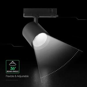 30W LED COB Σποτ Ράγας 4 Καλωδίων V-TAC Cree Chip 2845lm 4000K Μαύρο 6yrs Wty V-TAC 241646VT