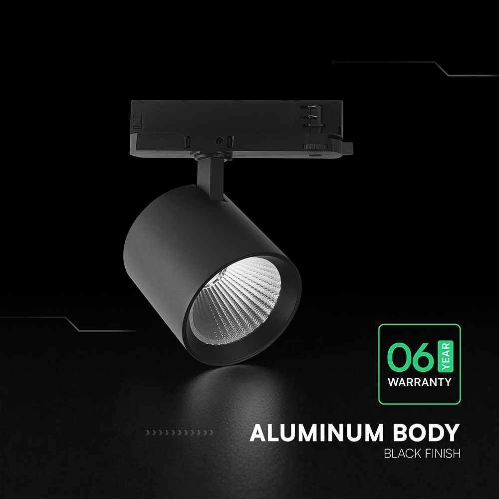 30W LED COB Σποτ Ράγας 4 Καλωδίων V-TAC Cree Chip 2845lm 4000K Μαύρο 6yrs Wty V-TAC 241646VT