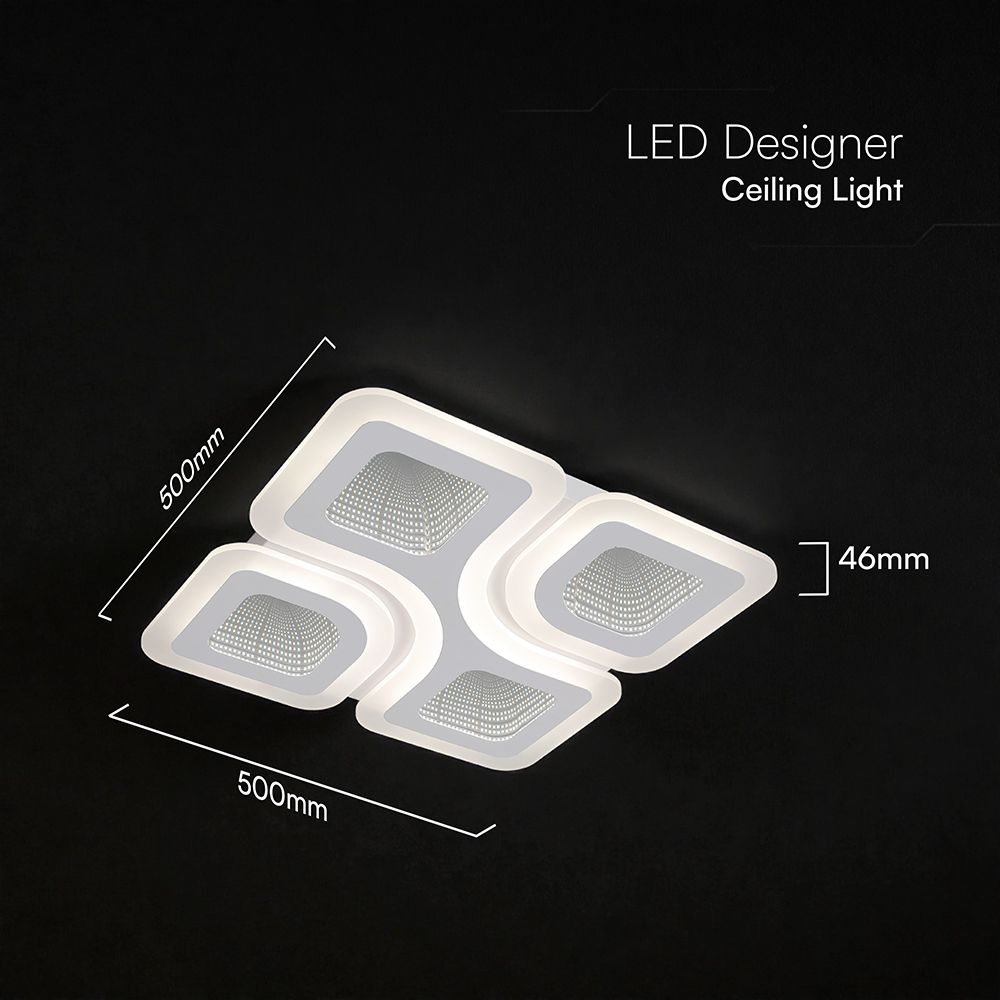 70W LED Decorative Ceiling Lamp 3in1 Dimmable With IR Remote Control White Body V-TAC – 24174