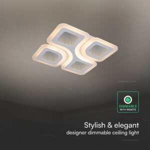 70W LED Decorative Ceiling Lamp 3in1 Dimmable With IR Remote Control White Body V-TAC – 24174