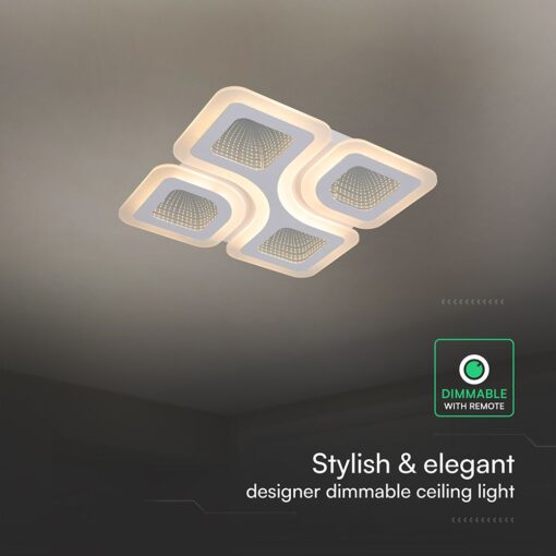 70W LED Decorative Ceiling Lamp 3in1 Dimmable With IR Remote Control White Body V-TAC – 24174