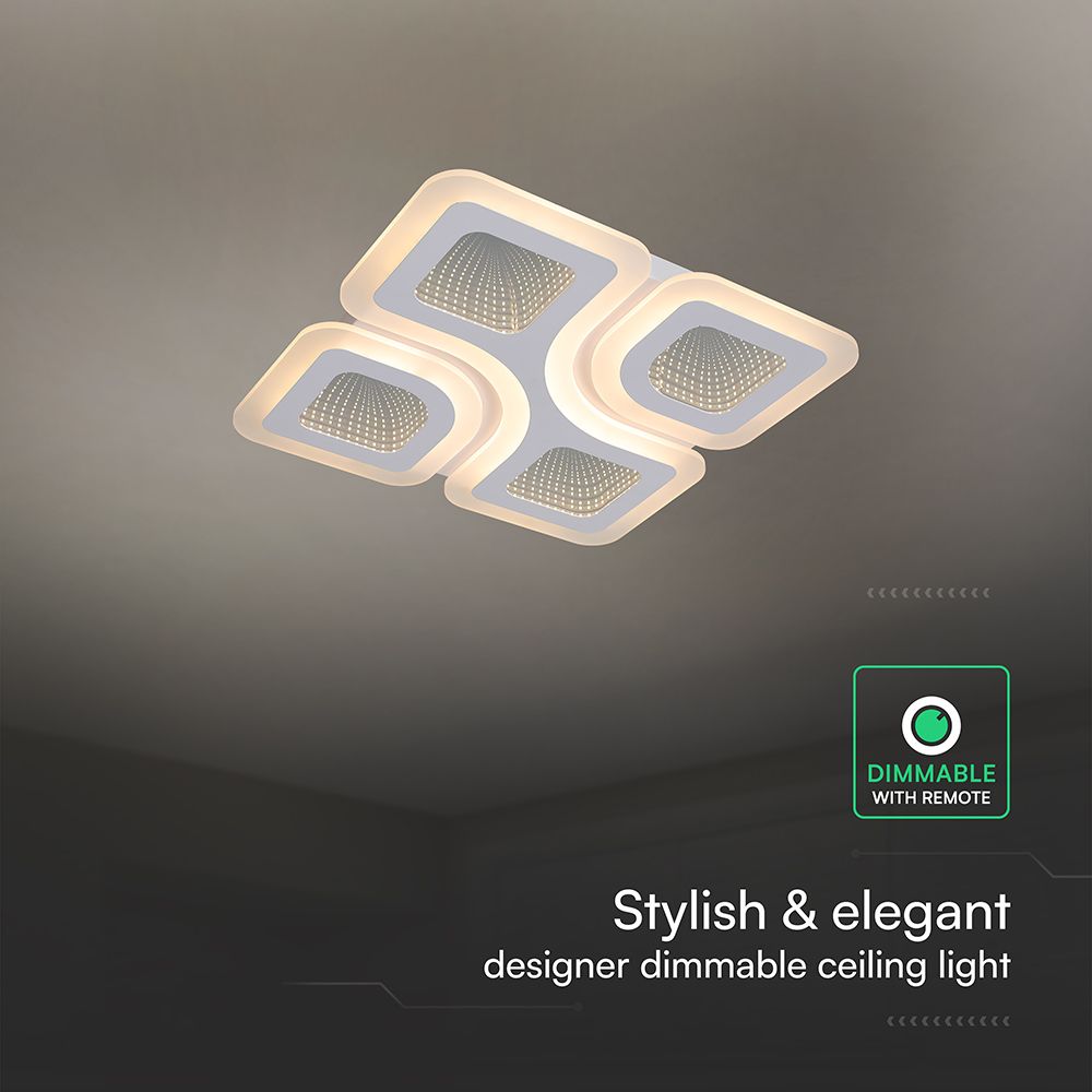 70W LED Decorative Ceiling Lamp 3in1 Dimmable With IR Remote Control White Body V-TAC – 24174