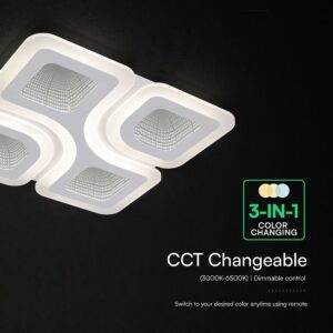 70W LED Decorative Ceiling Lamp 3in1 Dimmable With IR Remote Control White Body V-TAC – 24174