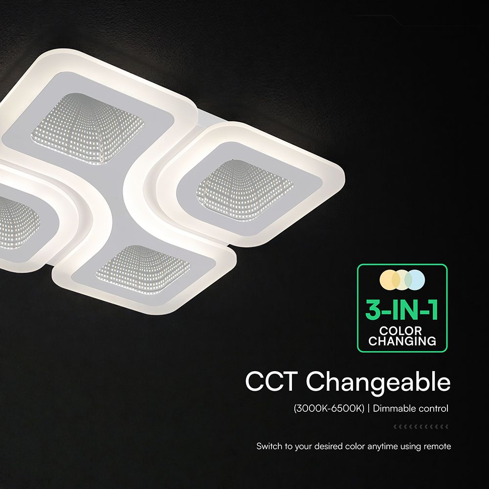 70W LED Decorative Ceiling Lamp 3in1 Dimmable With IR Remote Control White Body V-TAC – 24174