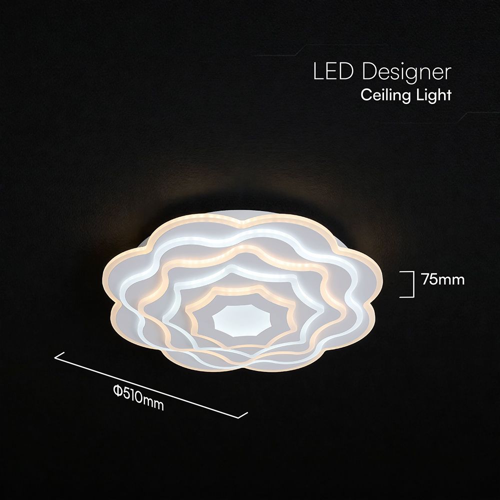 100W LED Decorative Ceiling Lamp 3in1 Dimmable With IR Remote Control White Body V-TAC – 24175