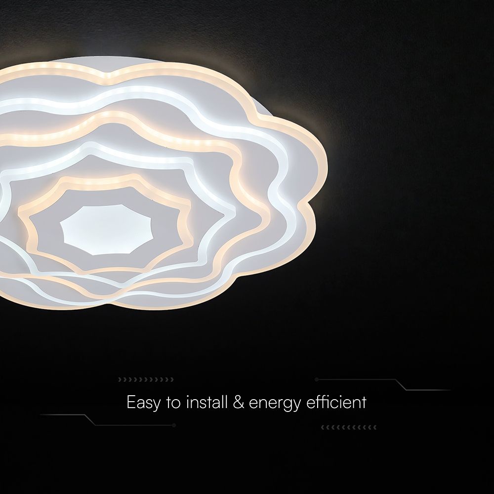 100W LED Decorative Ceiling Lamp 3in1 Dimmable With IR Remote Control White Body V-TAC – 24175
