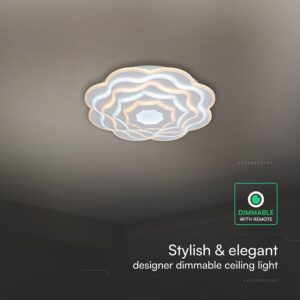 100W LED Decorative Ceiling Lamp 3in1 Dimmable With IR Remote Control White Body V-TAC – 24175