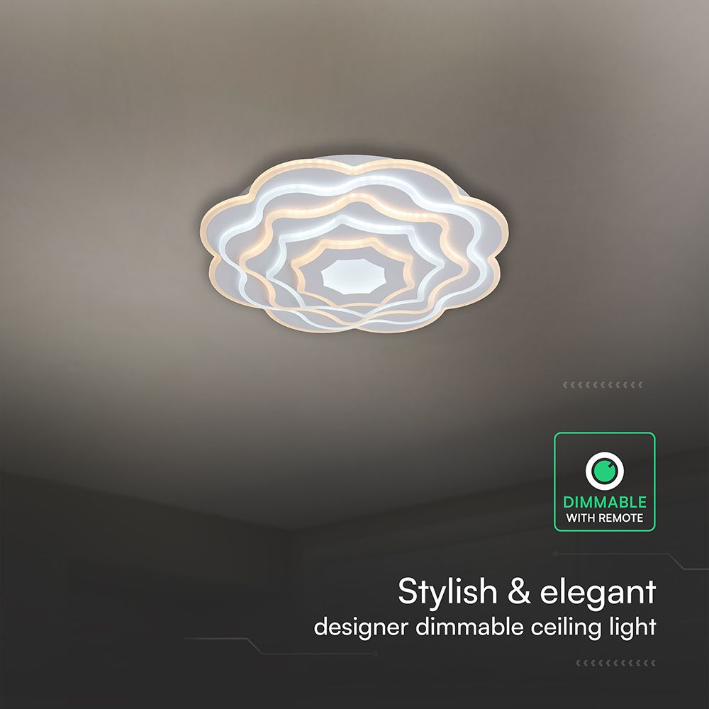 100W LED Decorative Ceiling Lamp 3in1 Dimmable With IR Remote Control White Body V-TAC – 24175