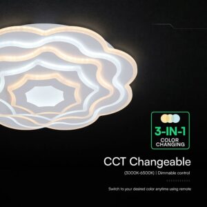 100W LED Decorative Ceiling Lamp 3in1 Dimmable With IR Remote Control White Body V-TAC – 24175