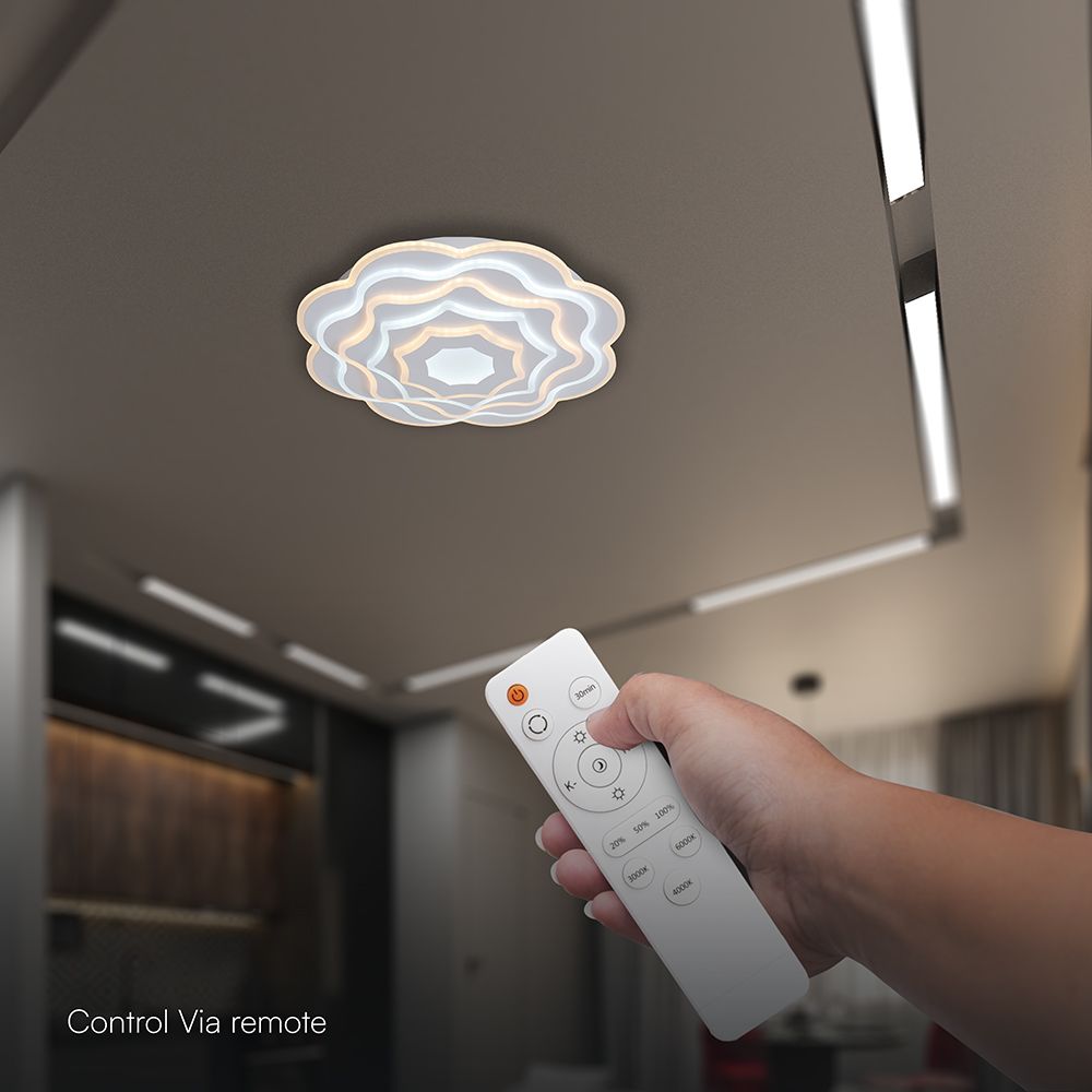 100W LED Decorative Ceiling Lamp 3in1 Dimmable With IR Remote Control White Body V-TAC – 24175