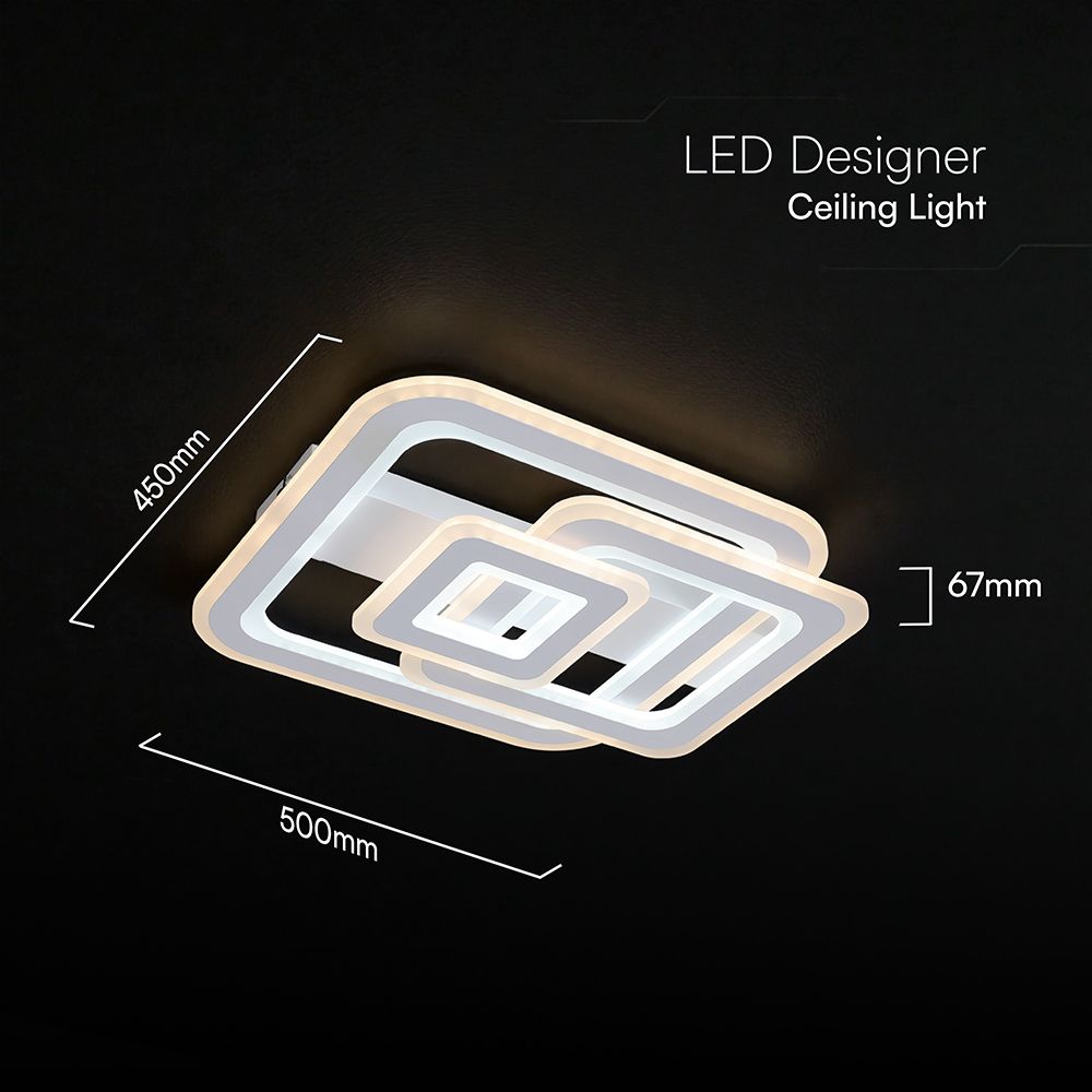 LED Φωτιστικό Οροφής Λευκό 80W CCT 6400lm Dimmable με Χειριστήριο V-TAC – 24176
