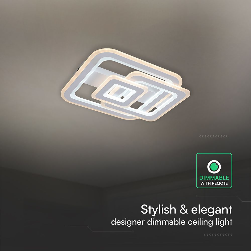 LED Φωτιστικό Οροφής Λευκό 80W CCT 6400lm Dimmable με Χειριστήριο V-TAC – 24176