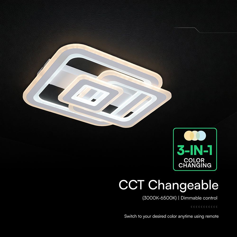 LED Φωτιστικό Οροφής Λευκό 80W CCT 6400lm Dimmable με Χειριστήριο V-TAC – 24176
