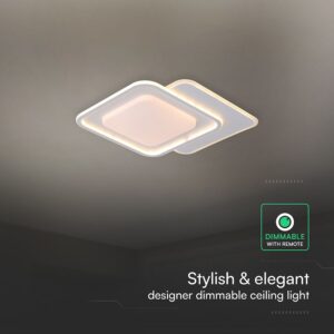 60W LED Decorative Ceiling Lamp 3in1 Dimmable With IR Remote Control White Body V-TAC – 24177