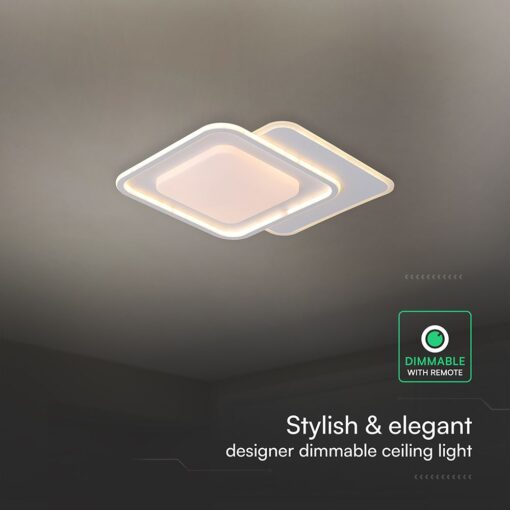 60W LED Decorative Ceiling Lamp 3in1 Dimmable With IR Remote Control White Body V-TAC – 24177