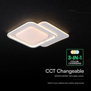 60W LED Decorative Ceiling Lamp 3in1 Dimmable With IR Remote Control White Body V-TAC – 24177
