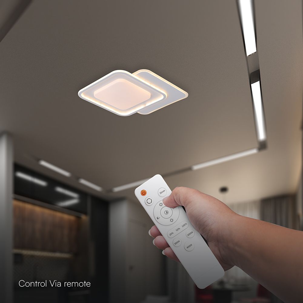 60W LED Decorative Ceiling Lamp 3in1 Dimmable With IR Remote Control White Body V-TAC – 24177