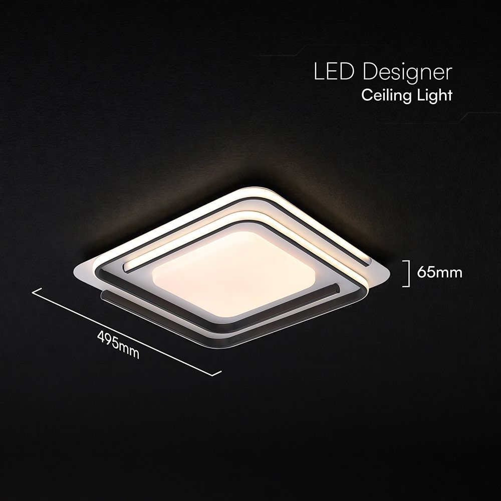 60W LED Decorative Ceiling Lamp 3in1 Dimmable With IR Remote Control White Body+Black Body V-TAC – 24178