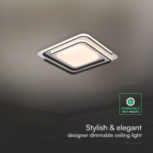 60W LED Decorative Ceiling Lamp 3in1 Dimmable With IR Remote Control White Body+Black Body V-TAC – 24178