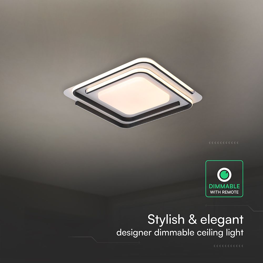 60W LED Decorative Ceiling Lamp 3in1 Dimmable With IR Remote Control White Body+Black Body V-TAC – 24178