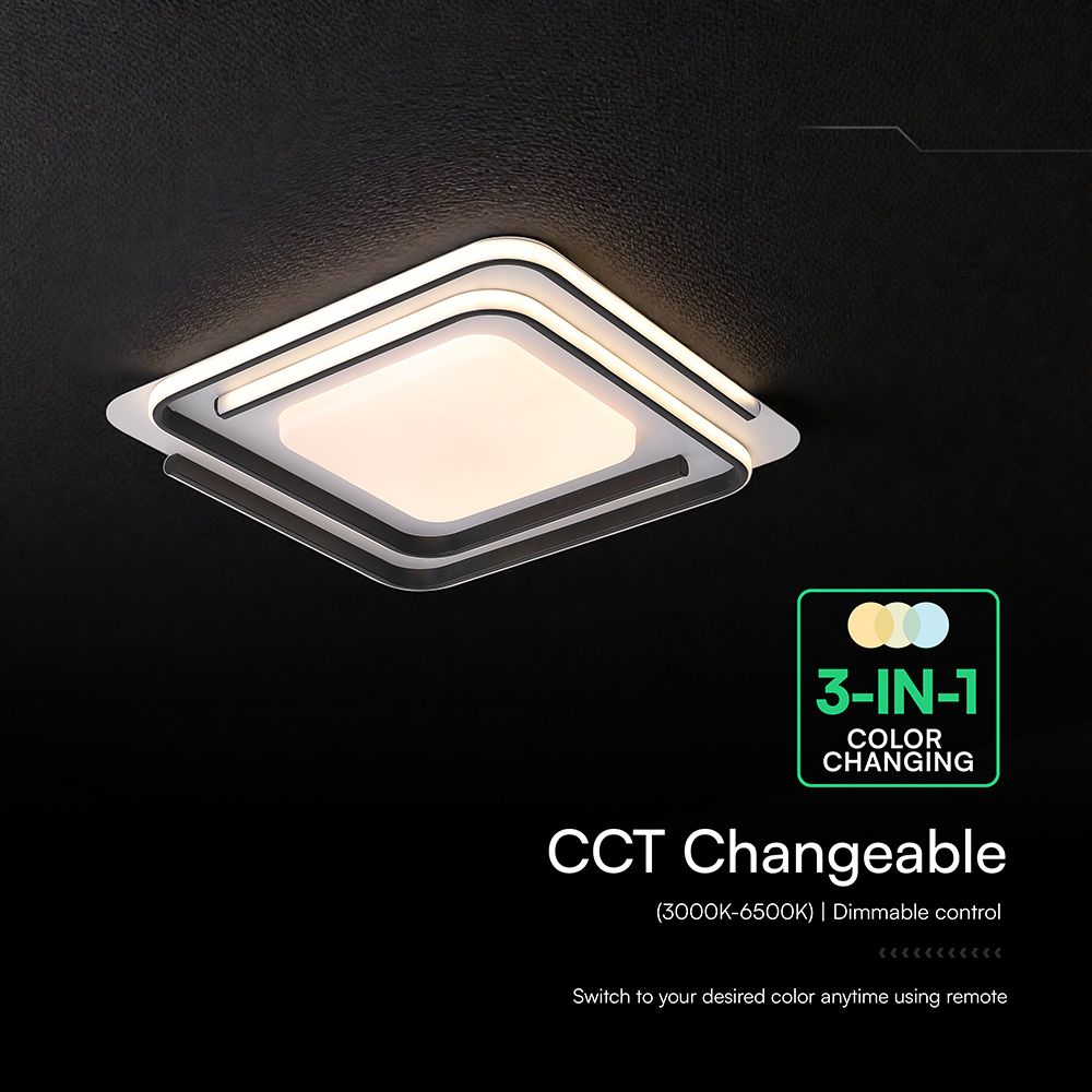 60W LED Decorative Ceiling Lamp 3in1 Dimmable With IR Remote Control White Body+Black Body V-TAC – 24178