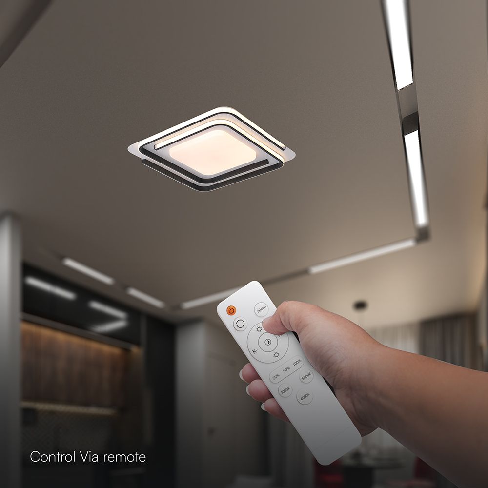 60W LED Decorative Ceiling Lamp 3in1 Dimmable With IR Remote Control White Body+Black Body V-TAC – 24178