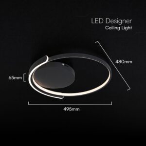 50W LED Decorative Ceiling Lamp 3in1 Dimmable With IR Remote Control Black Body V-TAC – 24179