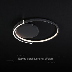 50W LED Decorative Ceiling Lamp 3in1 Dimmable With IR Remote Control Black Body V-TAC – 24179