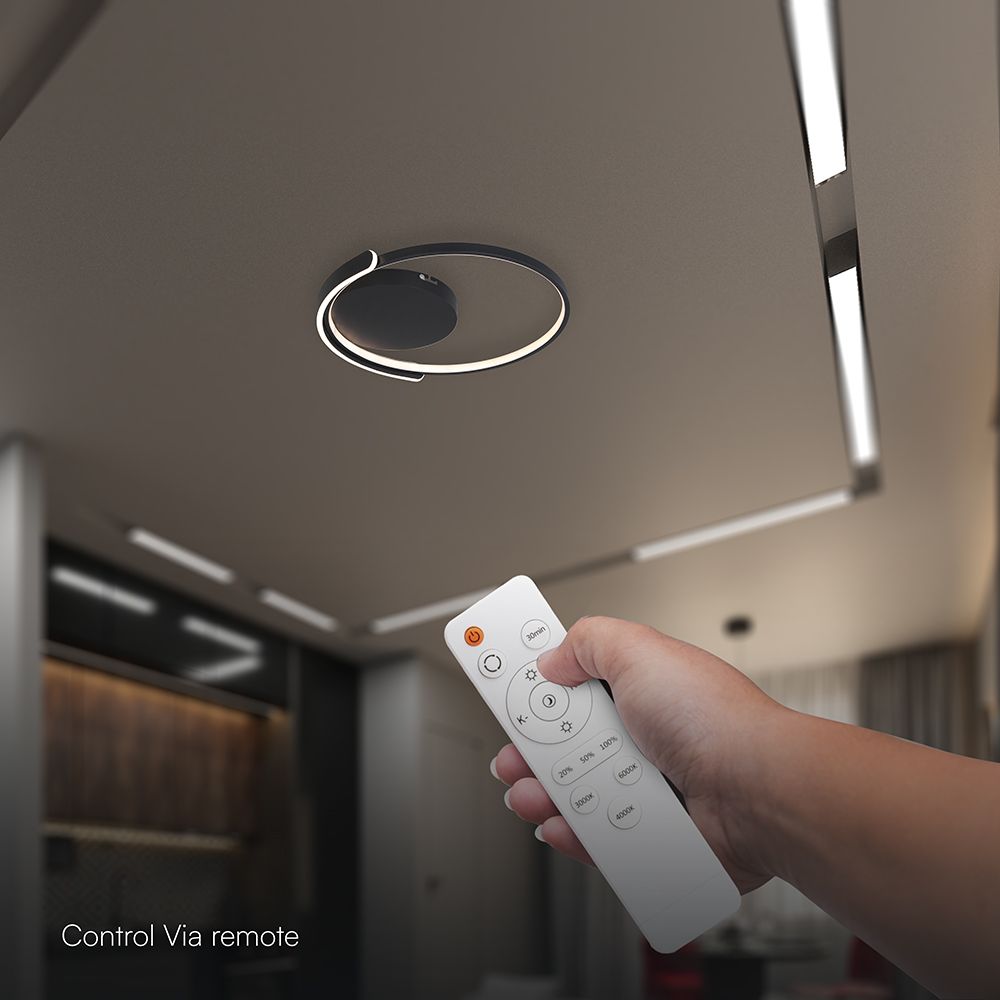 50W LED Decorative Ceiling Lamp 3in1 Dimmable With IR Remote Control Black Body V-TAC – 24179