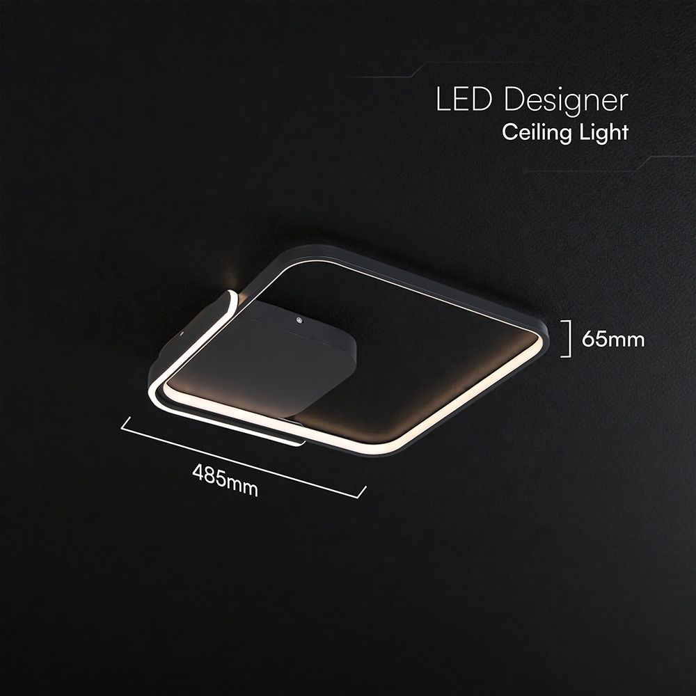 50W LED Decorative Ceiling Lamp 3in1 Dimmable With IR Remote Control Black Body V-TAC – 24180