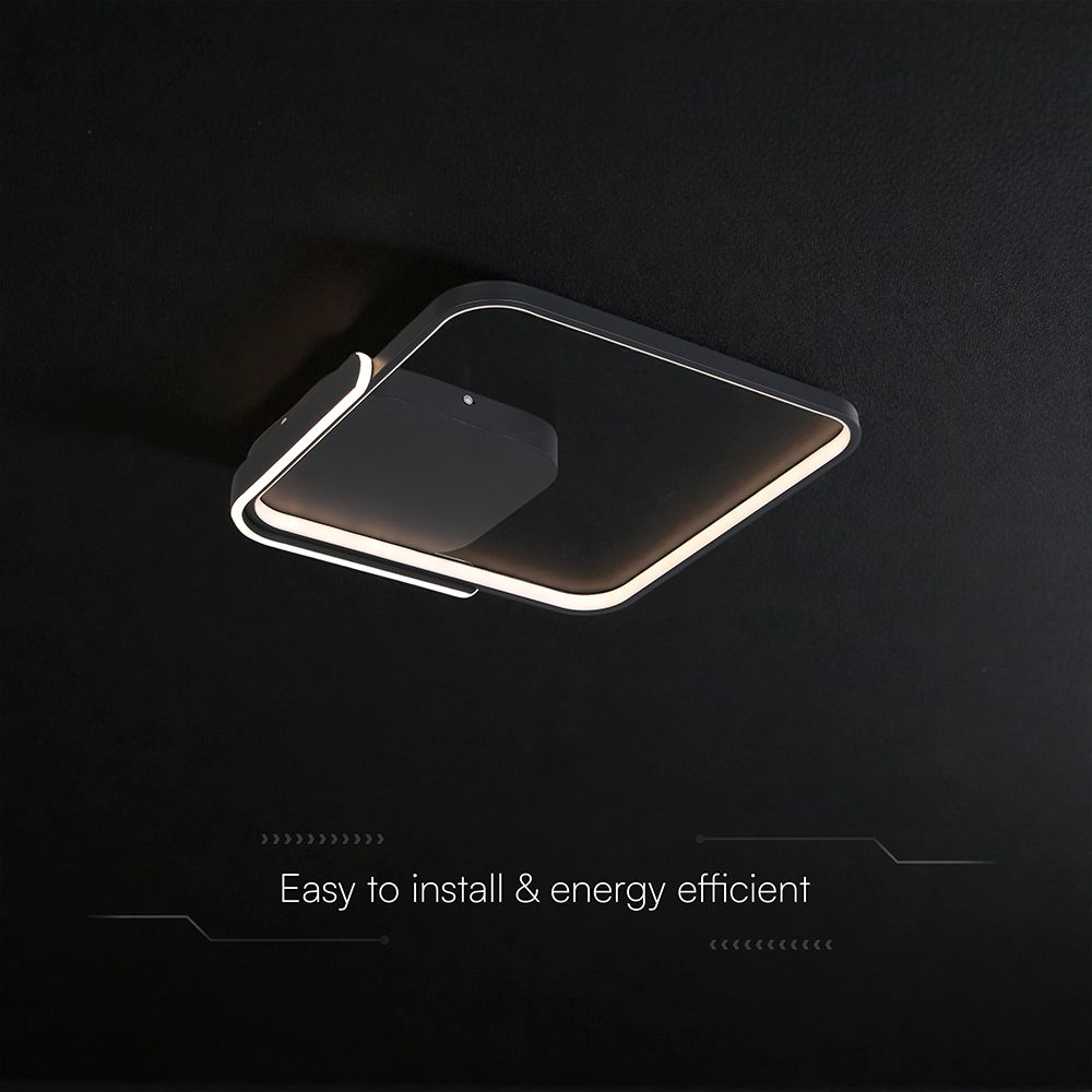 50W LED Decorative Ceiling Lamp 3in1 Dimmable With IR Remote Control Black Body V-TAC – 24180