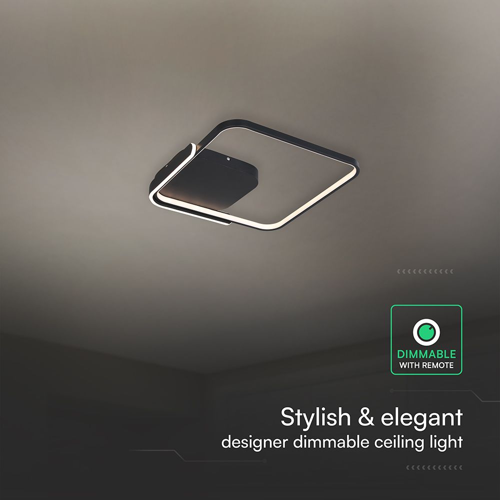 50W LED Decorative Ceiling Lamp 3in1 Dimmable With IR Remote Control Black Body V-TAC – 24180