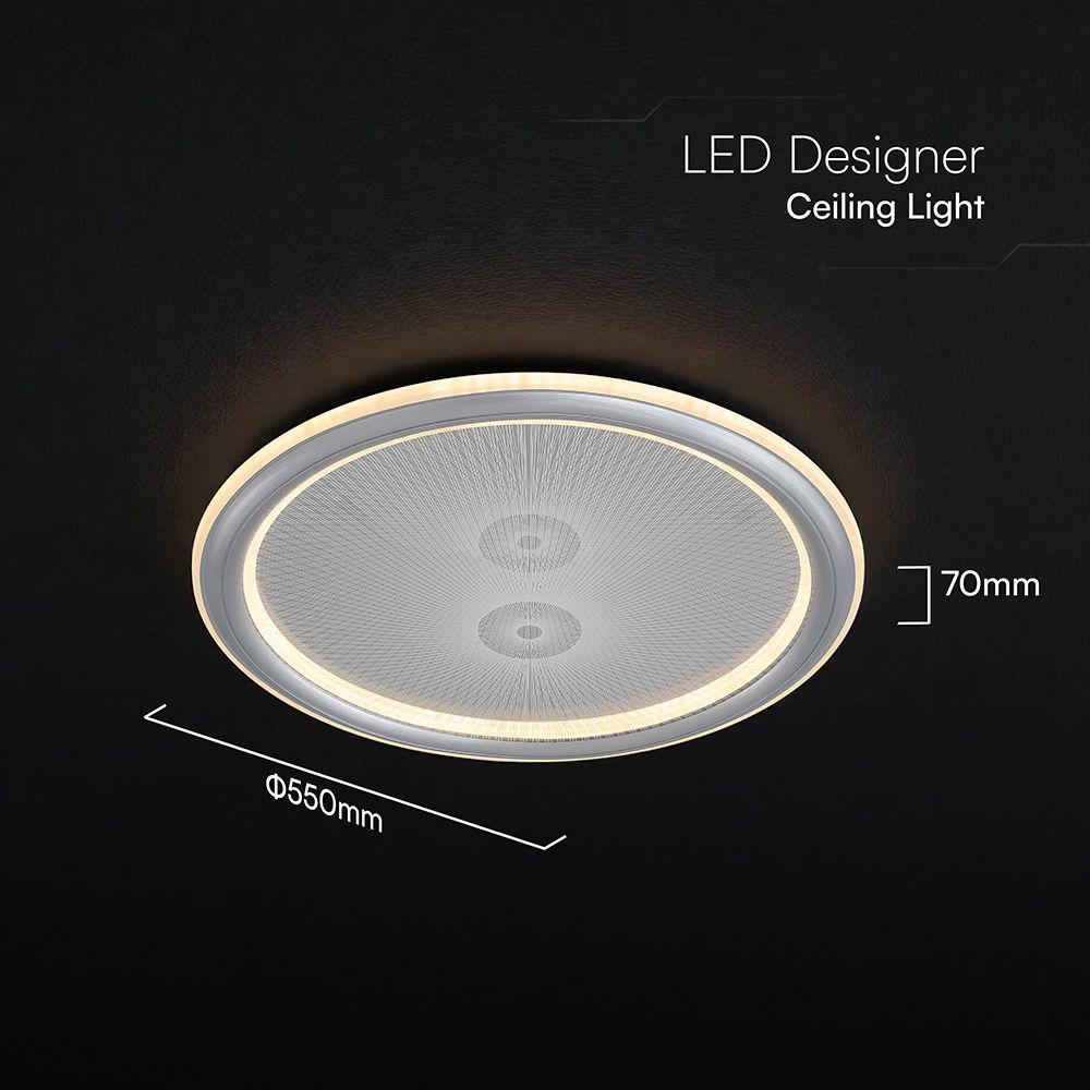 60W LED Decorative Ceiling Lamp 3in1 Dimmable With IR Remote Control Grey Body V-TAC – 24182