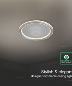 60W LED Decorative Ceiling Lamp 3in1 Dimmable With IR Remote Control Grey Body V-TAC – 24182