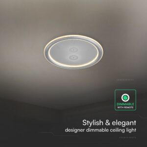 60W LED Decorative Ceiling Lamp 3in1 Dimmable With IR Remote Control Grey Body V-TAC – 24182