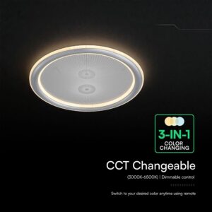 60W LED Decorative Ceiling Lamp 3in1 Dimmable With IR Remote Control Grey Body V-TAC – 24182