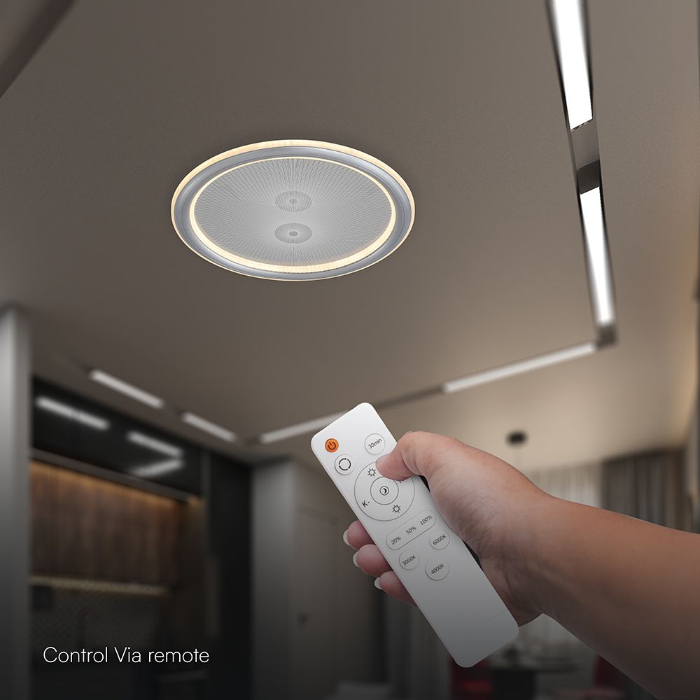 60W LED Decorative Ceiling Lamp 3in1 Dimmable With IR Remote Control Grey Body V-TAC – 24182