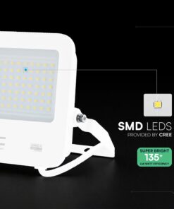 50W LED Floodlight CREE CHIP White Body Grey Glass 6500K 135LM/W V-TAC – 242096