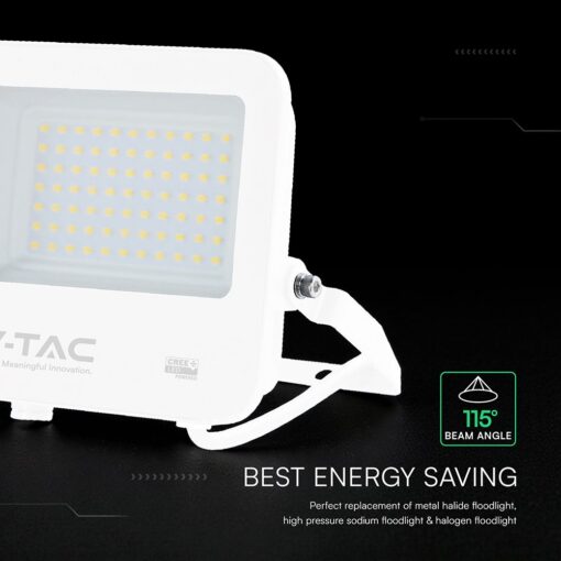 50W LED Floodlight CREE CHIP White Body Grey Glass 6500K 135LM/W V-TAC – 242096