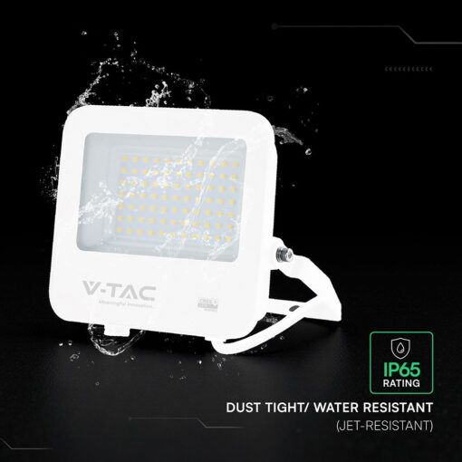 50W LED Floodlight CREE CHIP White Body Grey Glass 6500K 135LM/W V-TAC – 242096