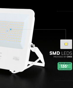 100W LED Floodlight CREE CHIP White Body Grey Glass 6500K 135LM/W V-TAC – 242116