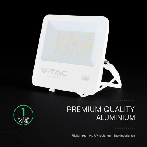 100W LED Floodlight CREE CHIP White Body Grey Glass 6500K 135LM/W V-TAC – 242116