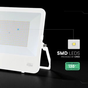 200W LED Floodlight CREE CHIP White Body Grey Glass 6500K 135LM/W V-TAC – 242136