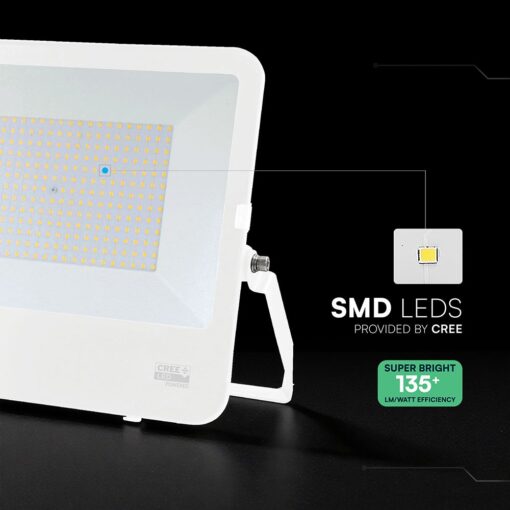 200W LED Floodlight CREE CHIP White Body Grey Glass 6500K 135LM/W V-TAC – 242136
