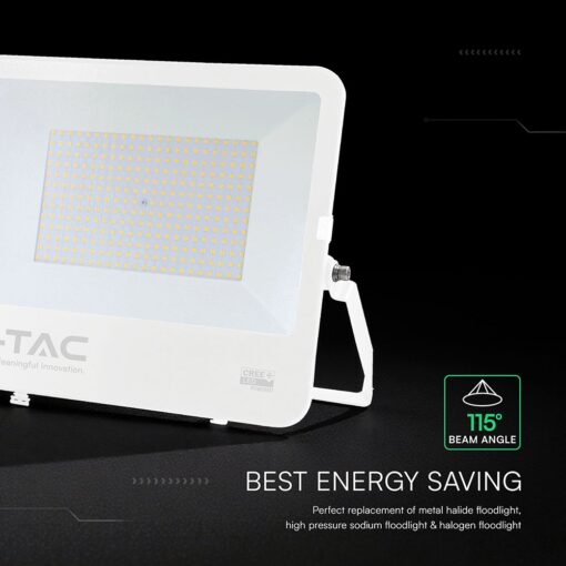 200W LED Floodlight CREE CHIP White Body Grey Glass 6500K 135LM/W V-TAC – 242136