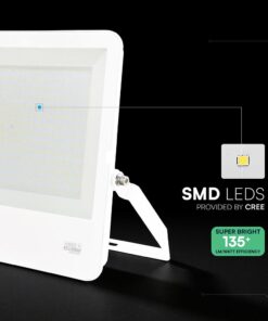 300W LED Floodlight CREE CHIP White Body Grey Glass 6500K 135LM/W V-TAC – 242156