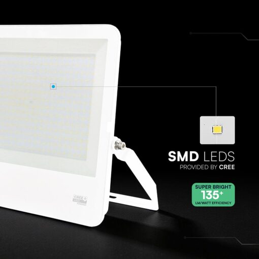 300W LED Floodlight CREE CHIP White Body Grey Glass 6500K 135LM/W V-TAC – 242156
