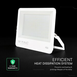 300W LED Floodlight CREE CHIP White Body Grey Glass 6500K 135LM/W V-TAC – 242156